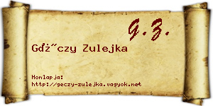 Géczy Zulejka névjegykártya